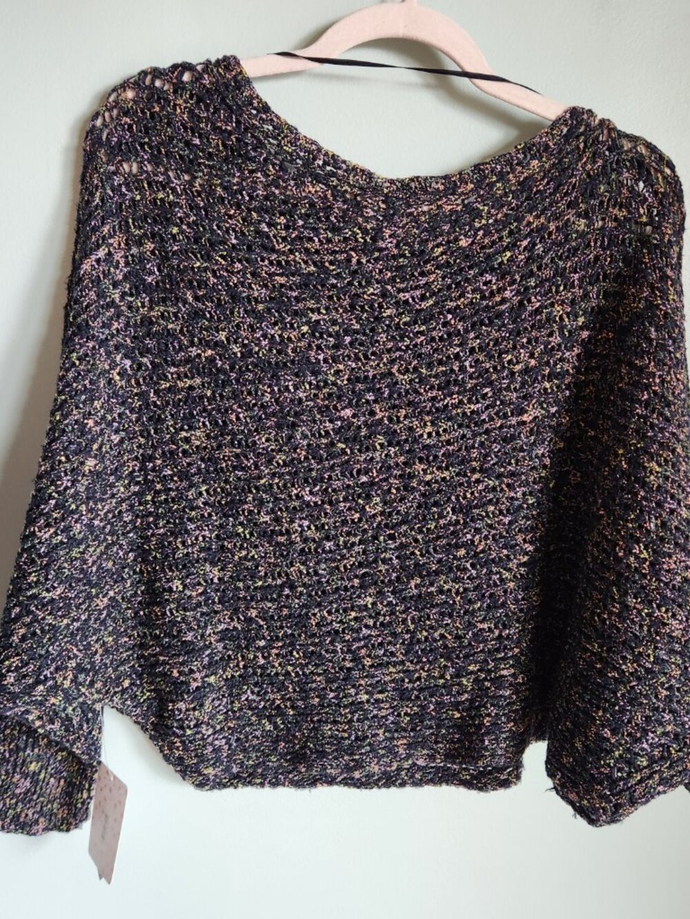 Free People Sweater Medium Women's Black Multi Confetti Knitted Pullover NEW - Picture 7 of 7